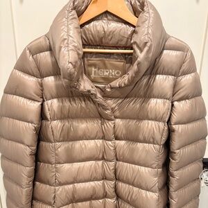 Herno Women's Shimmering  Champagne Colored Puffer Jacket